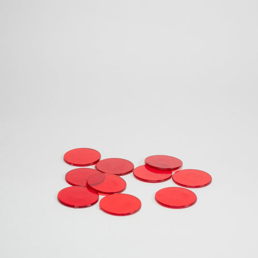 Red Clear Plastic Discs 15mm Pack of 10