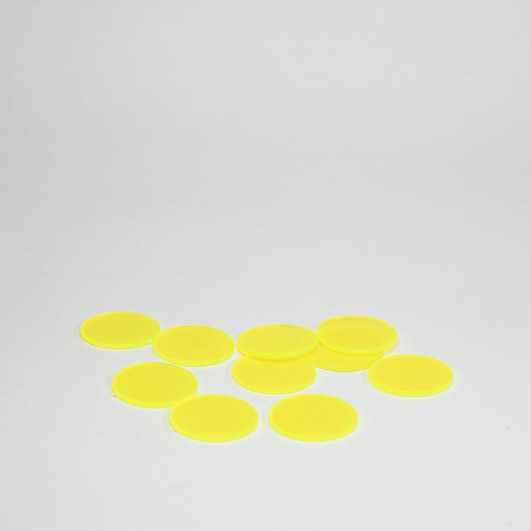 Yellow Clear Plastic Discs 15mm Pack of 10