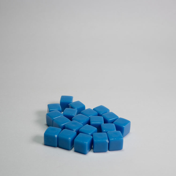 Opaque Blue Acrylic Cube 8mm Game Pieces 20 pack