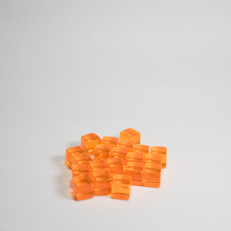 Orange Acrylic Cube 8mm Game Pieces 20 pack