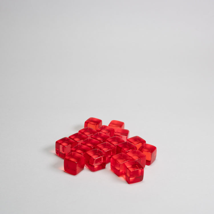 Red Acrylic Cube 8mm Game Pieces 20 pack
