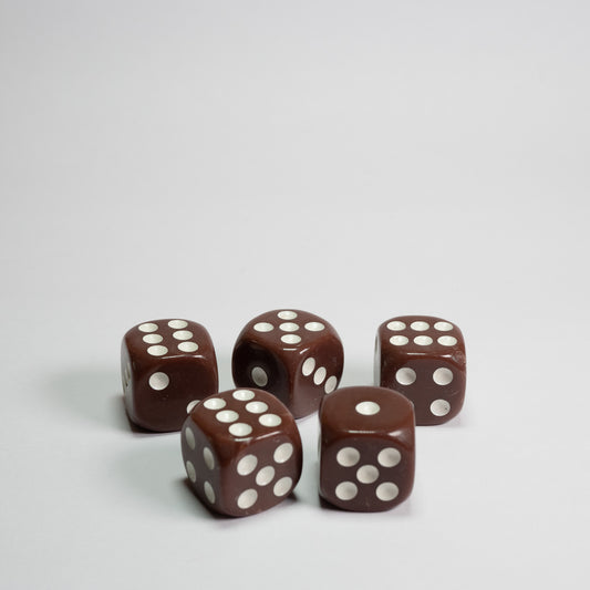 Brown 16mm D6 Dice Pack of 5