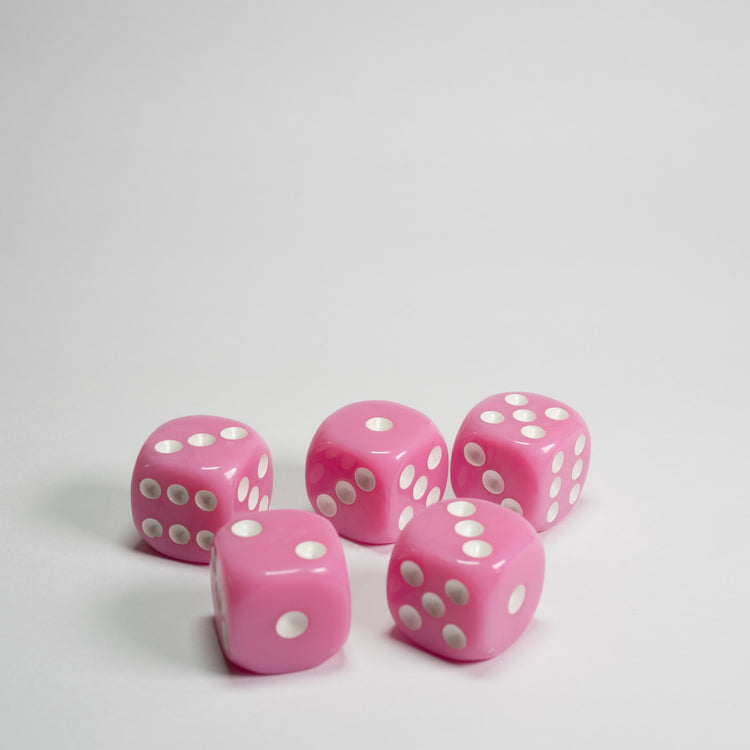 Pink 16mm D6 Dice Pack of 5