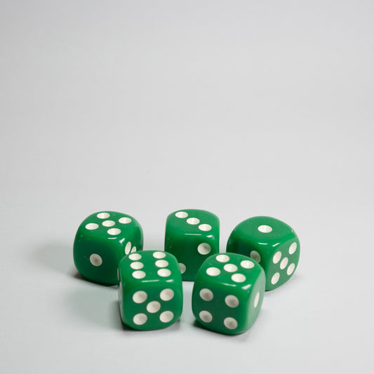 Green 16mm D6 Dice Pack of 5