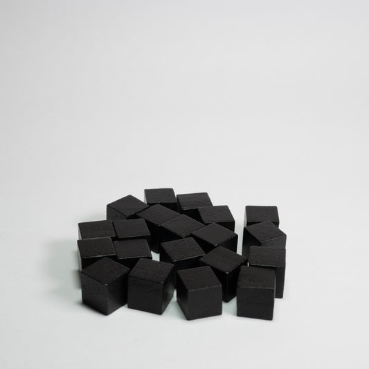 Black Wooden Cube 10mm Game Pieces 20 Pack (Old supplier)