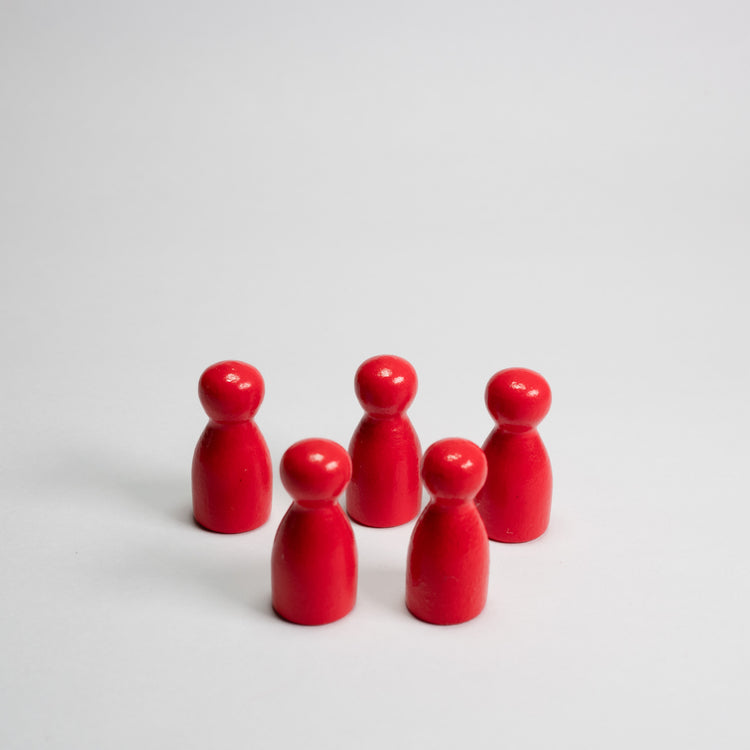 Red Wooden Pawns 25mm pack of 5