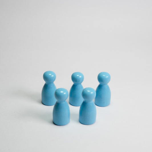 Light Blue Wooden Pawns 25mm pack of 5