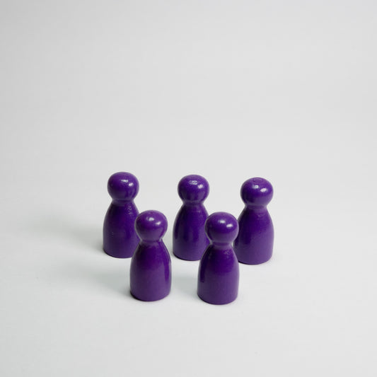 Purple Wooden Pawns 25mm pack of 5
