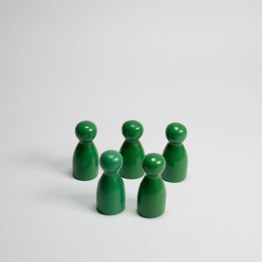 Green Wooden Pawns 25mm pack of 5