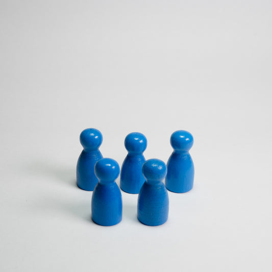 Blue Wooden Pawns 25mm pack of 5
