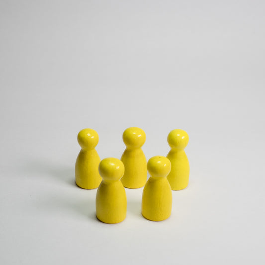 Yellow Wooden Pawns 25mm pack of 5
