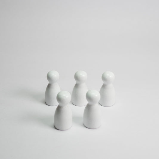 White Wooden Pawns 25mm pack of 5