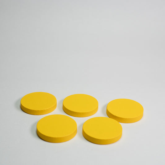 Yellow Wooden Discs 25mm Pack of 5