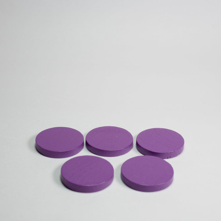 Purple Wooden Discs 25mm Pack of 5