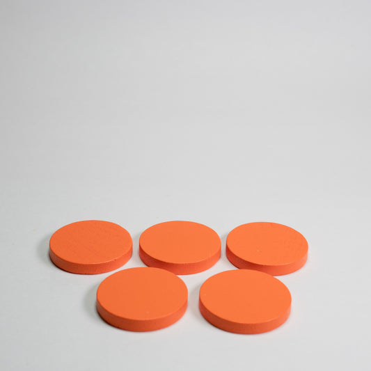 Orange Wooden Discs 25mm Pack of 5