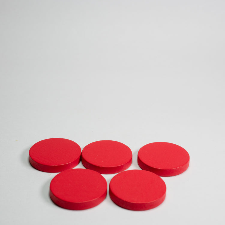 Red Wooden Discs 25mm Pack of 5