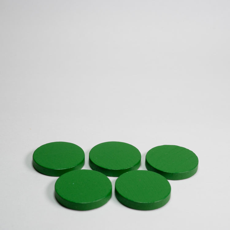 Green Wooden Discs 25mm Pack of 5