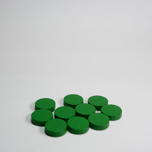 Green Wooden Discs 15mm Pack of 10