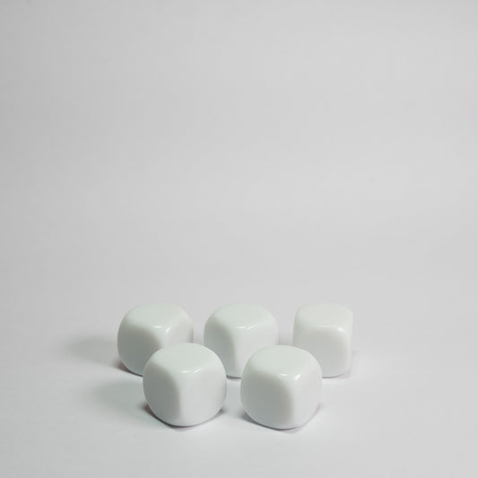 Blank Acrylic D6 Dice Rounded 16mm 5 Pack