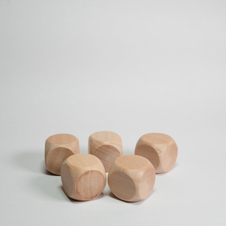 Blank Wooden D6 Dice Rounded 20mm 5 Pack