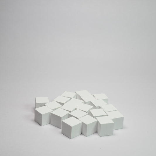 White Wooden Cube 10mm Game Pieces 20 Pack