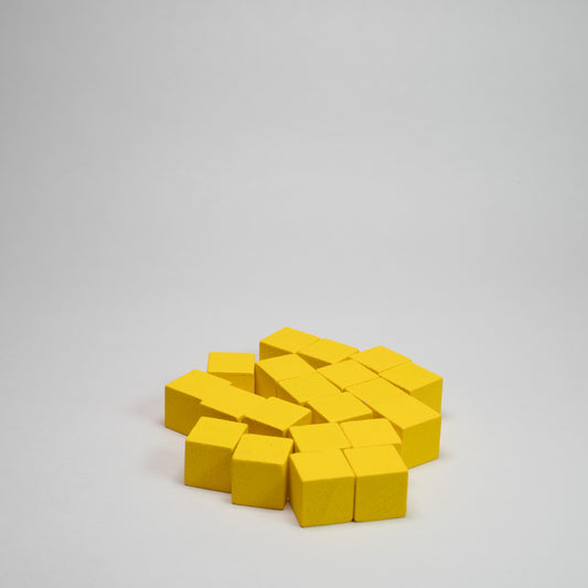 Yellow Wooden Cube 10mm Game Pieces 20 Pack