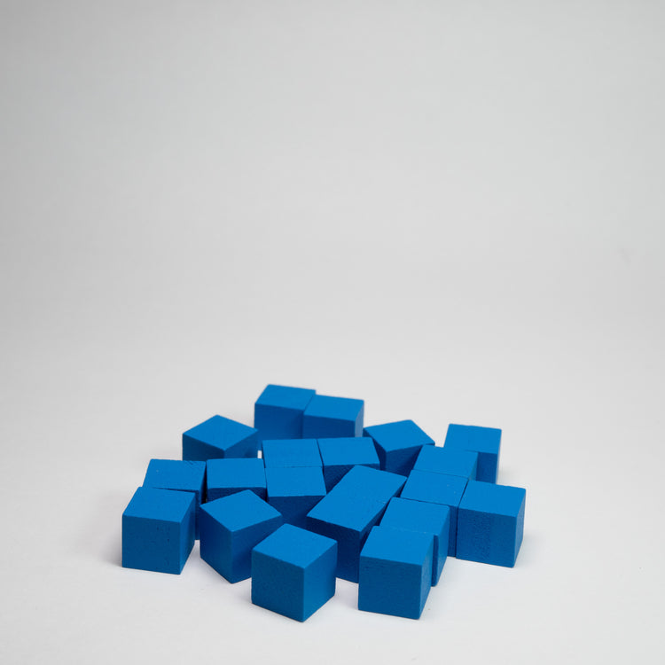 Blue Wooden Cube 10mm Game Pieces 20 Pack